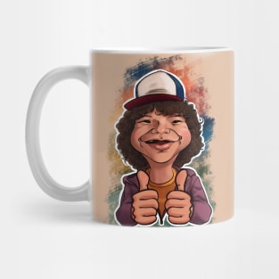 Dustin thumbs up caricature Mug